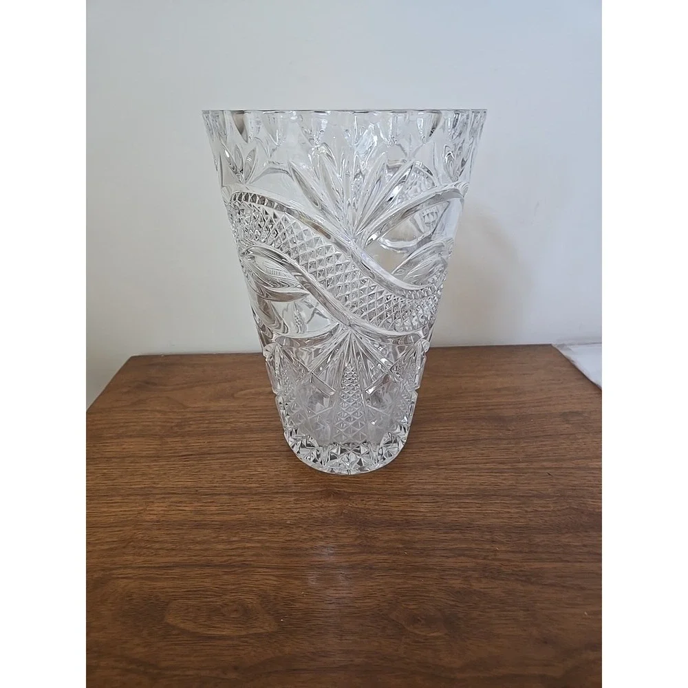 Vintage Lead Crystal Glass Vase 10